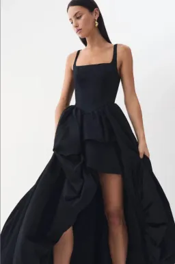 Aje Alani Asymmetrical Bubble Hem Gown Black Size 8 for rent on The Volte - image 2