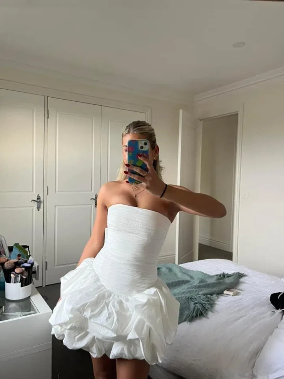 Aje Violette Bubble Hem Mini Dress in Ivory Size 6 - Image 2