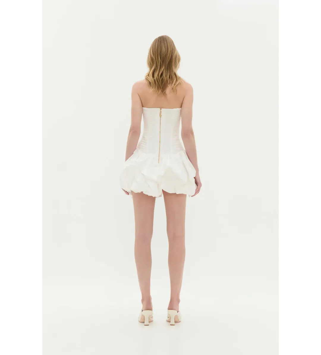 Aje Violette Bubble Hem Mini Dress Ivory Size 10 for rent on The Volte - main image