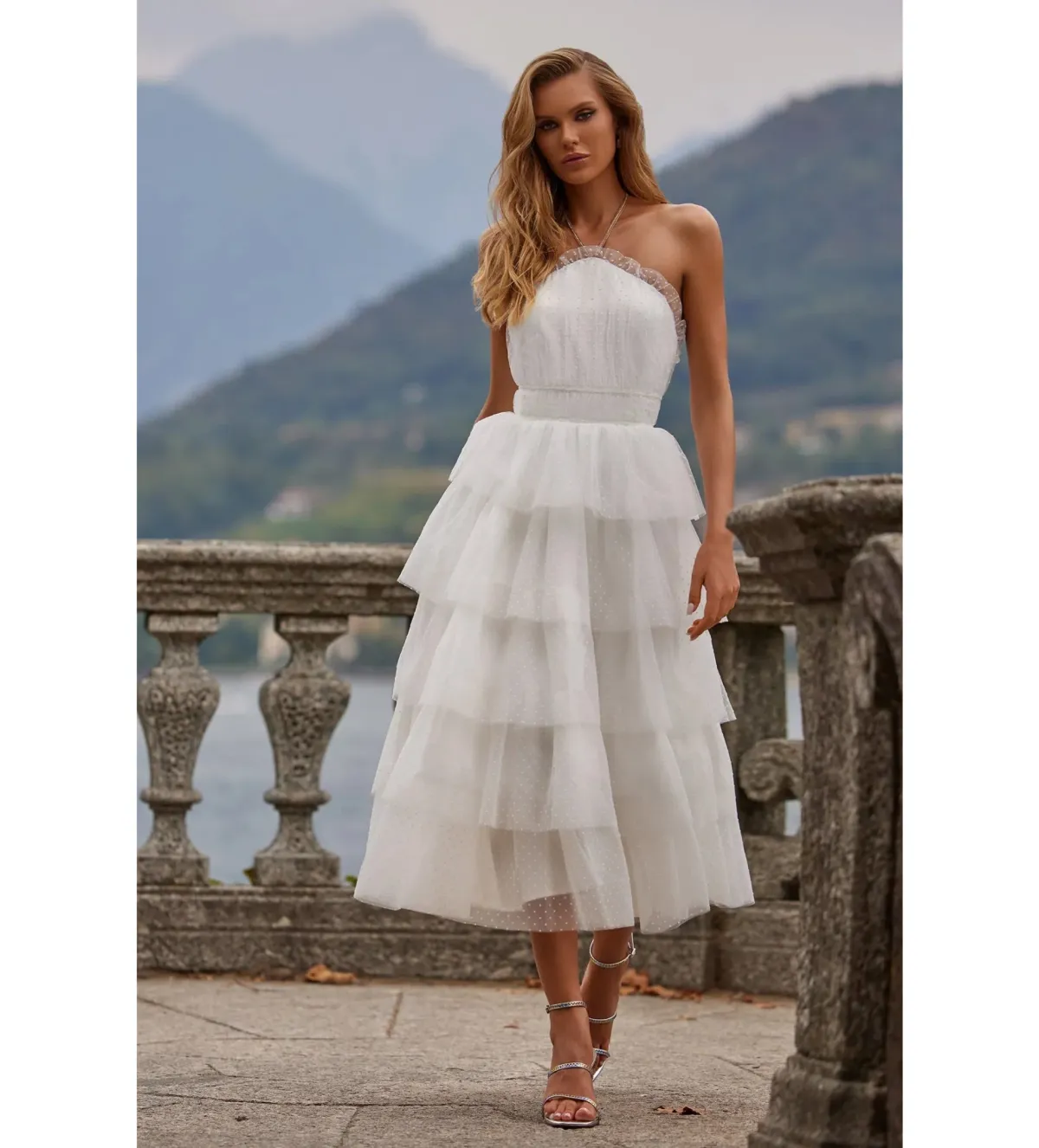 Alamour Barbara Midi Dress White Size L AU 12 - Image 1