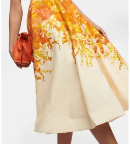 Zimmermann High Tide Picnic Linen Midi Dress Citrus Ikat Size 3 AU 14 for rent on The Volte - image 6