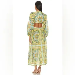 Zimmermann Halcyon Tie Front Midi Dress Size Multi Print 1 / AU 10 for rent on The Volte - image 4