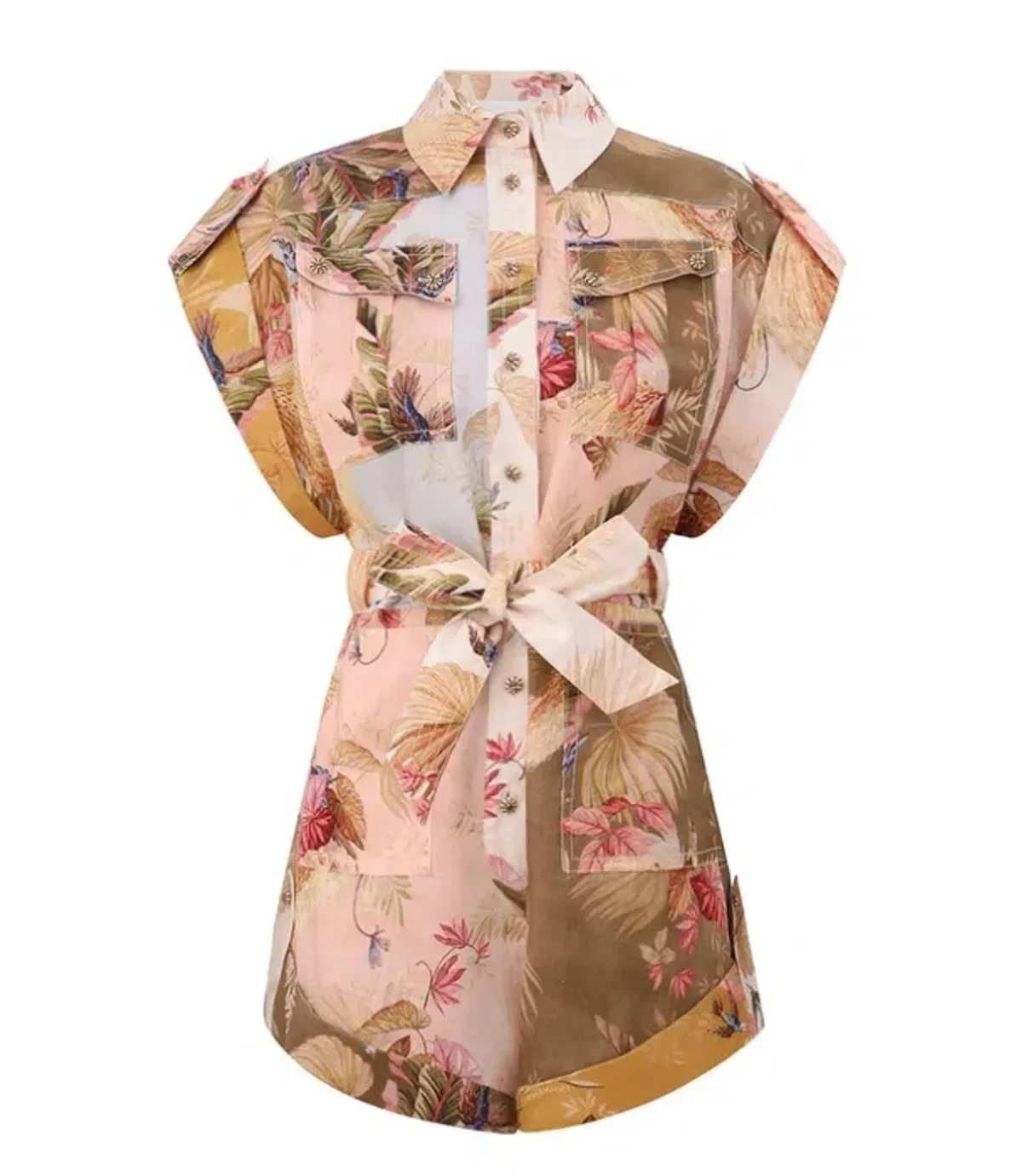 Zimmerman The Ascension Cuffed Playsuit in Spliced Size 2/Au 12 - Image 2