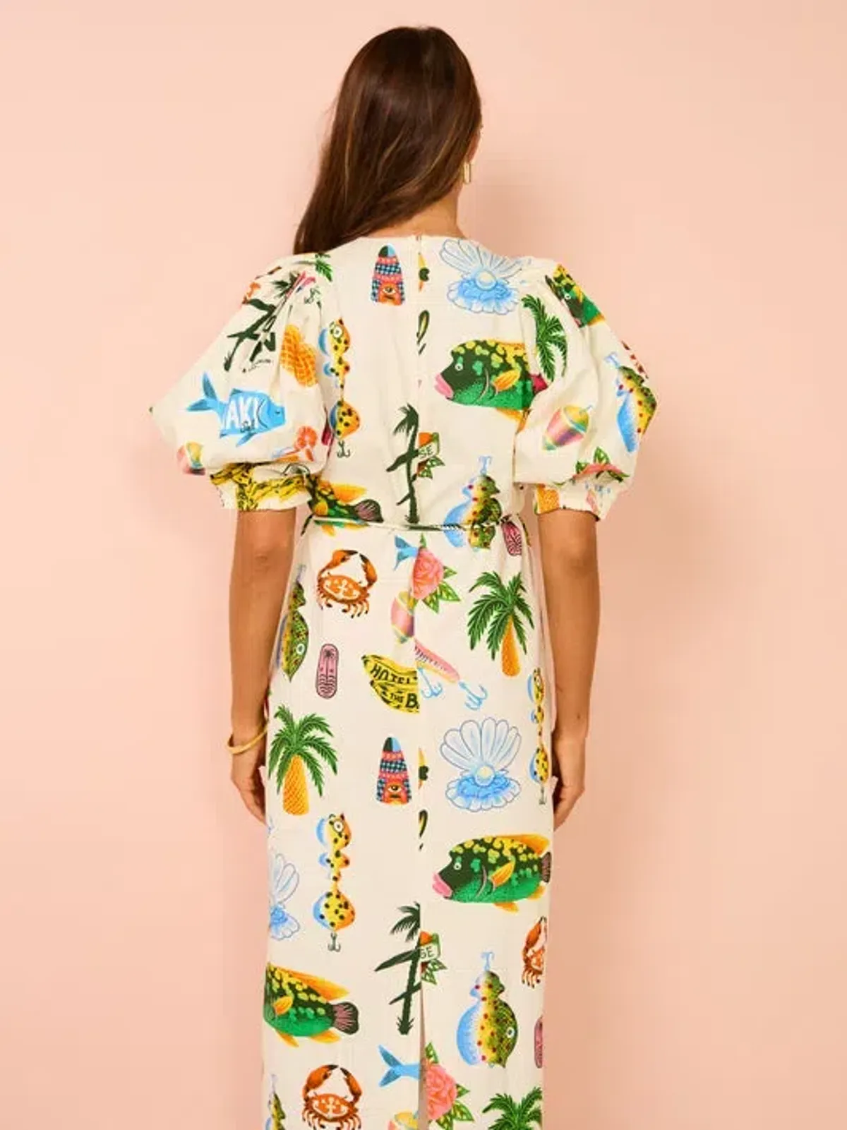 Alemais Samaki Puff Sleeve Midi Dress in Multi Size 10 - Image 3