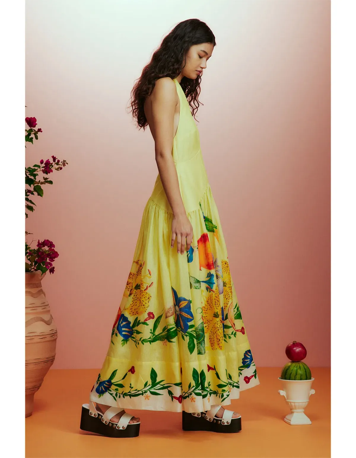 Alémais Dahlia Halter Gown Yellow Size 10 - Image 2