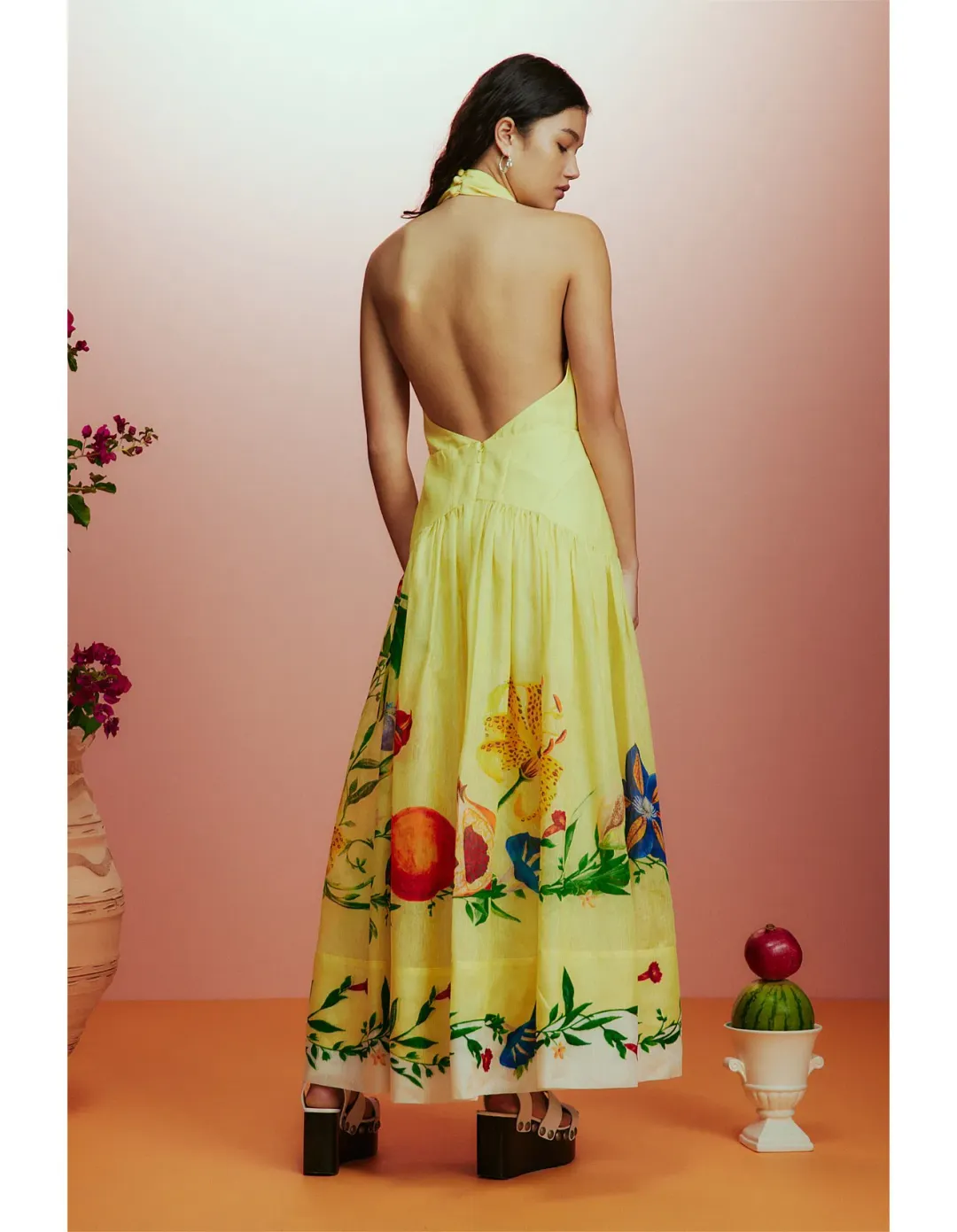 Alémais Dahlia Halter Gown Yellow Size 10 for rent on The Volte - main image