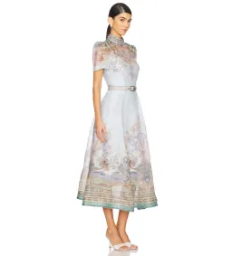 Zimmermann Eden Belted Midi Dress Blue Paisley Size 3 AU 14 for rent on The Volte - image 2