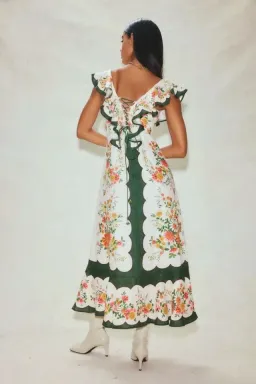 Alemais Elisabetta Ruffle Midi Dress Floral Size AU 10 for rent on The Volte - image 4