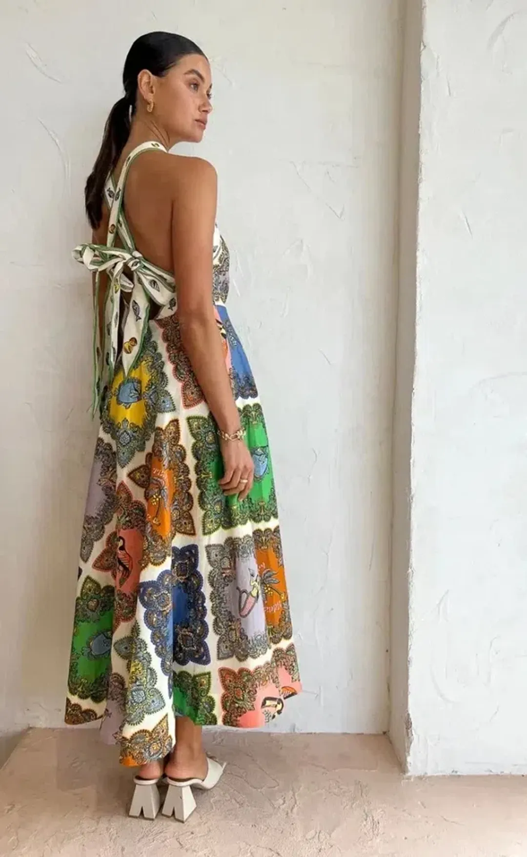 Alemais Trippy Troppo Halter Midi Dress Multi Size AU 10 for rent on The Volte - main image
