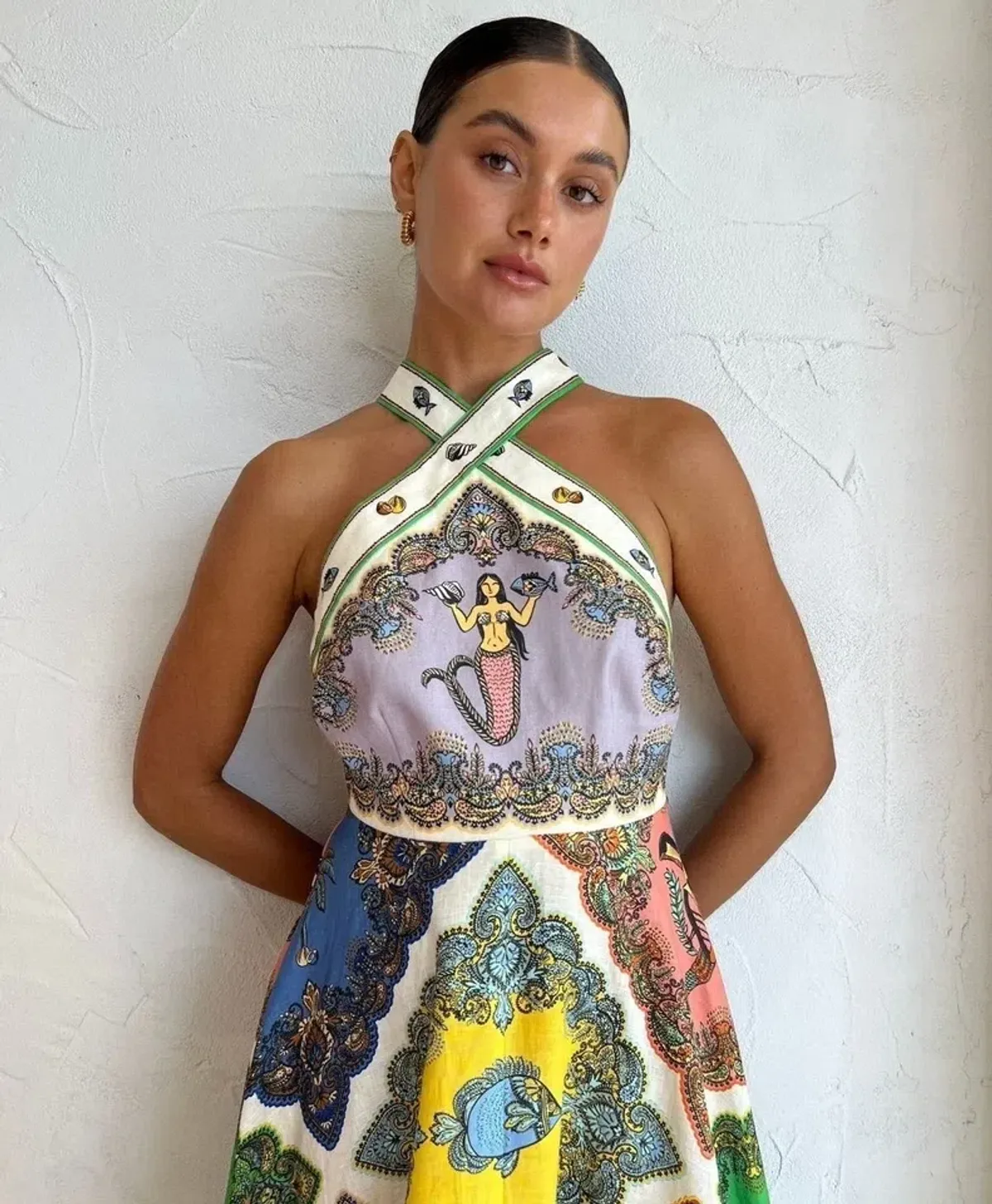 Alemais Trippy Troppo Halter Midi Dress Multi Size AU 10 - Image 2