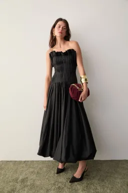 Aje Ivy Bubble Hem Midi Gown Black Size 12 for rent on The Volte - image 1