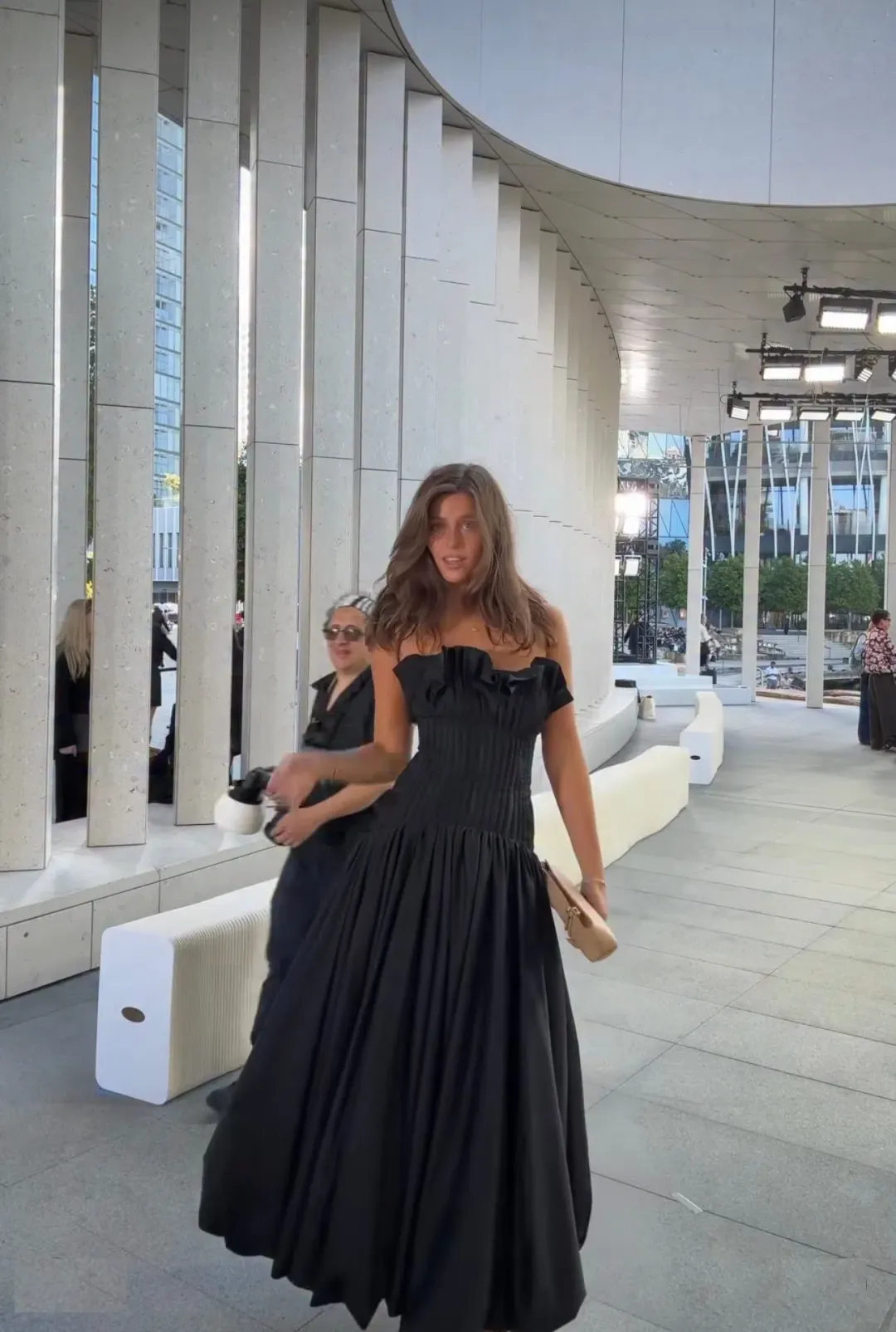 Aje Ivy Bubble Hem Midi Gown Black Size 12 for rent on The Volte - main image