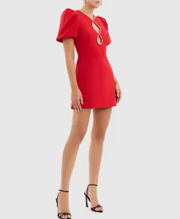 Rebecca Vallance Karina Puff Sleeve Mini Dress Red Size 16 for rent on The Volte - image 4