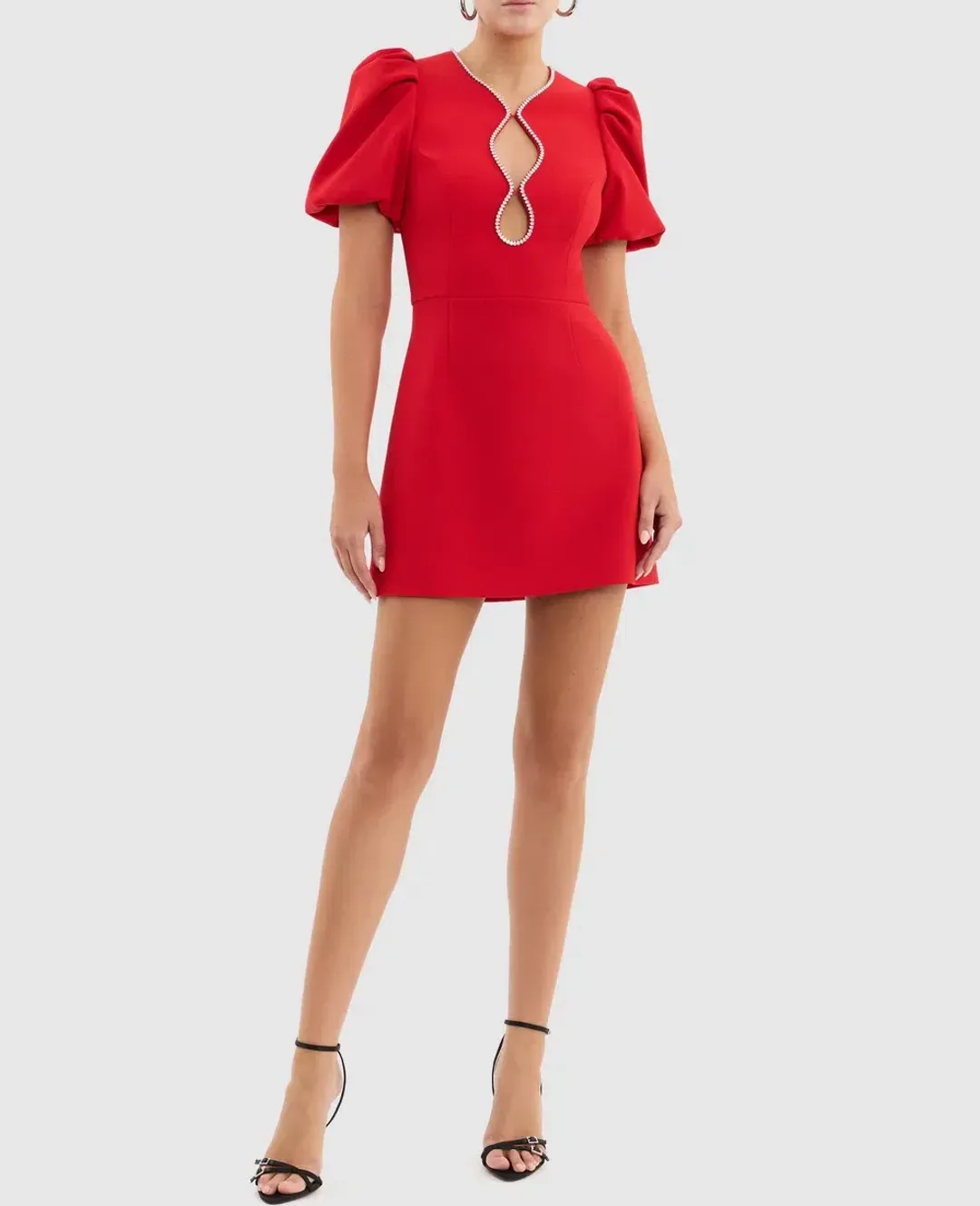 Rebecca Vallance Karina Puff Sleeve Mini Dress Red Size 16 for rent on The Volte - main image