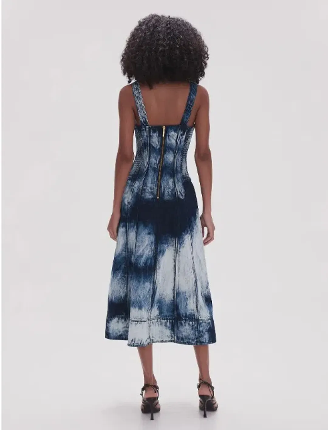 Aje Enigma Denim Midi Dress Tie Dye Indigo Size 12 for rent on The Volte - main image