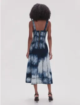 Aje Enigma Denim Midi Dress Tie Dye Indigo Size 12 for rent on The Volte - image 2