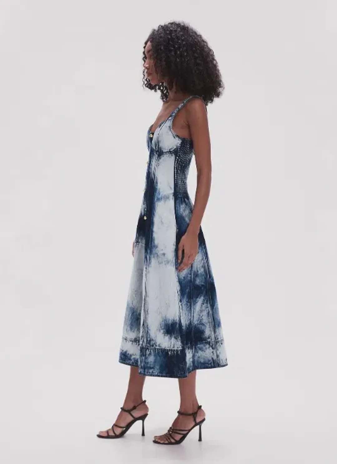 Aje Enigma Denim Midi Dress Tie Dye Indigo Size 12 for rent on The Volte - main image