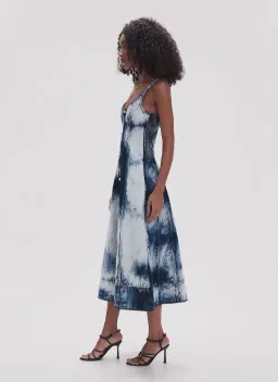 Aje Enigma Denim Midi Dress Tie Dye Indigo Size 12 for rent on The Volte - image 3