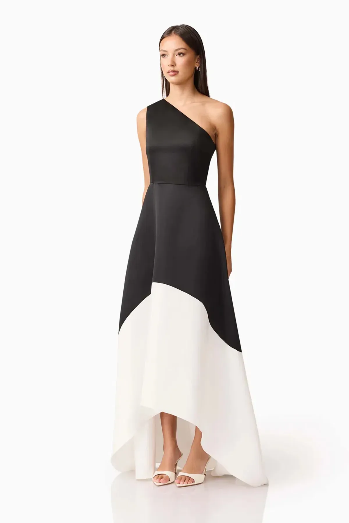 Elliat - Sorrel One Shoulder Gown in Black & White - Size 16 - Image 6