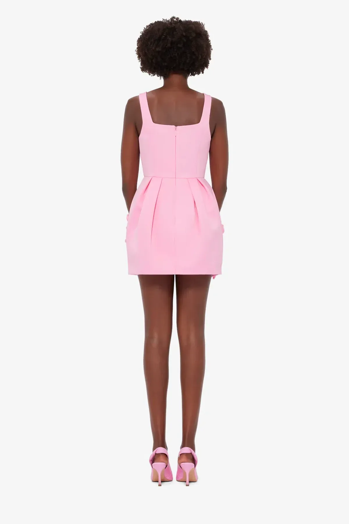 Leo Lin Pip Floral Appliqué Bell Shape Mini Dress Baby Pink Size 8 - Image 3