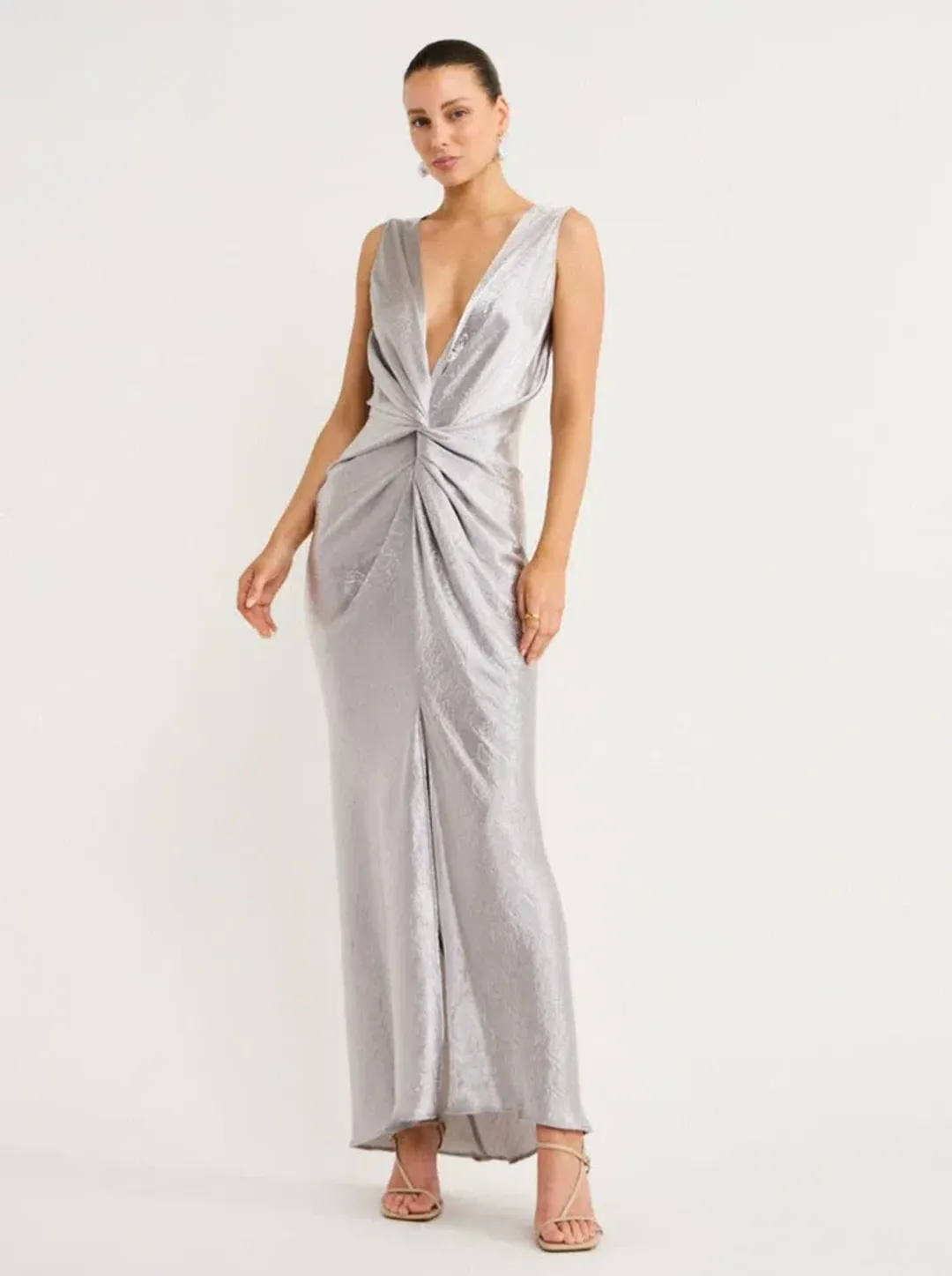 One Fell Swoop Gaia Dress Maxi Silver Size AU 10 for rent on The Volte - main image