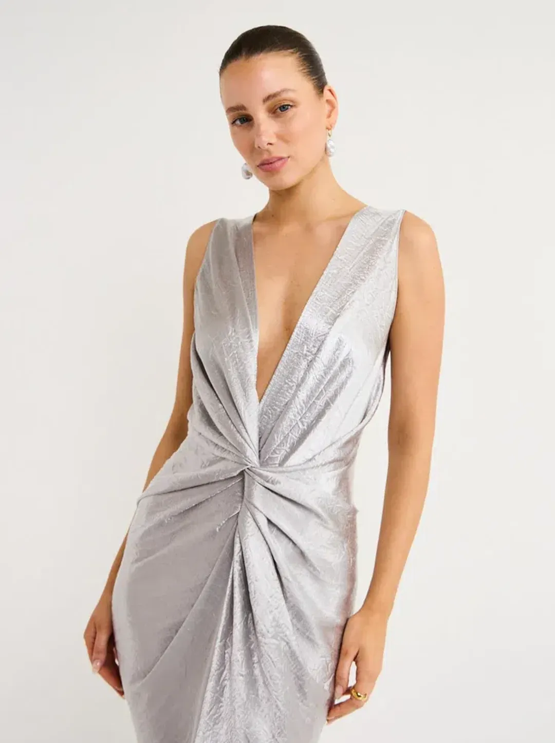 One Fell Swoop Gaia Dress Maxi Silver Size AU 10 for rent on The Volte - main image