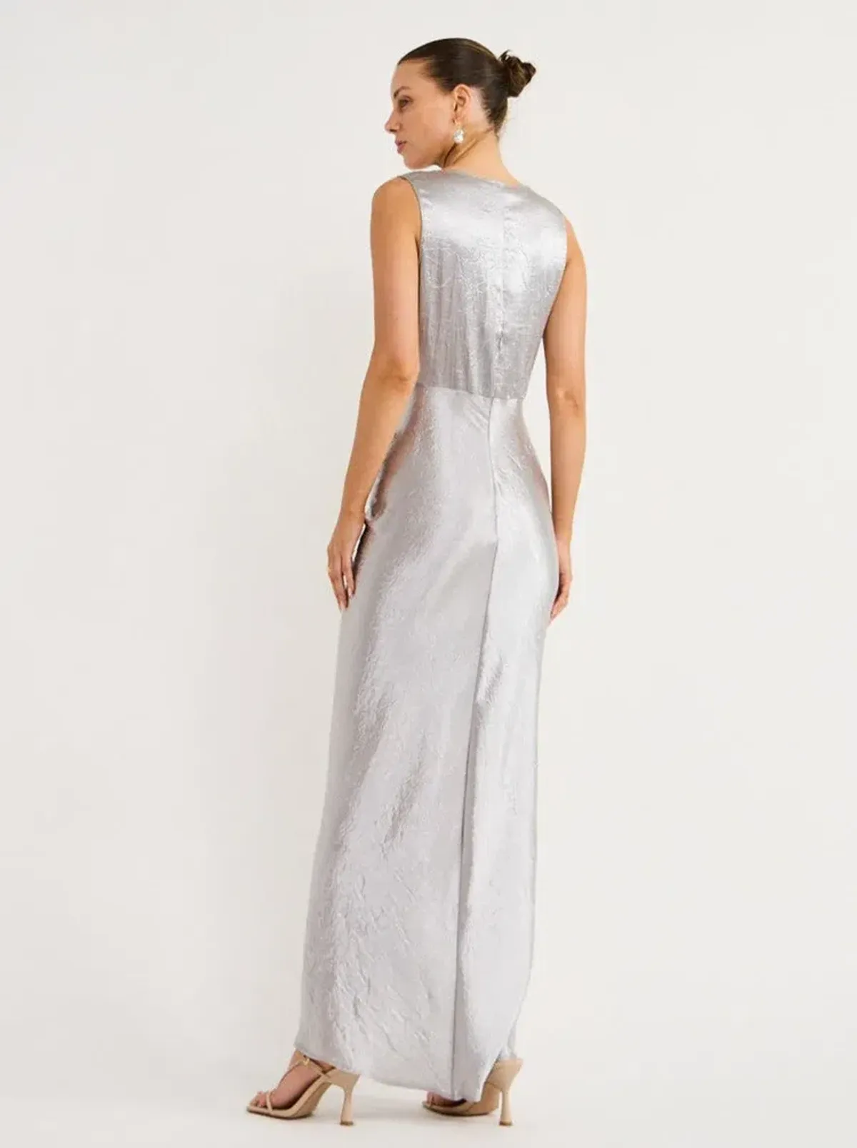 One Fell Swoop Gaia Dress Maxi Silver Size AU 10 - Image 4