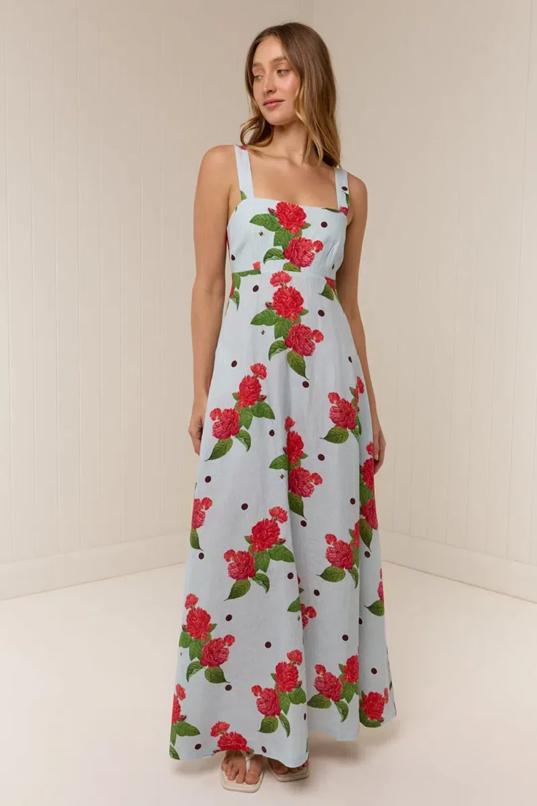 Palm Noosa Belle Maxi Dress Sky Garden Blue Size 8 for rent on The Volte - main image