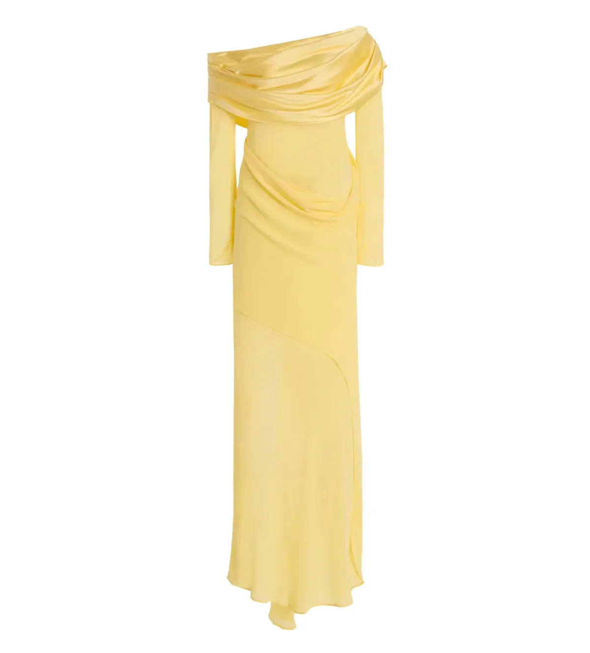 Christopher Esber Exclusive Draped Off-The-Shoulder Silk Maxi Dress Yellow Size 10 - Image 4