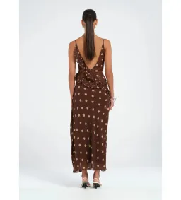 Benni Weston Ruffle Midi Dress Espresso Polka Dot Brown Size M/ AU 10 for rent on The Volte - image 4