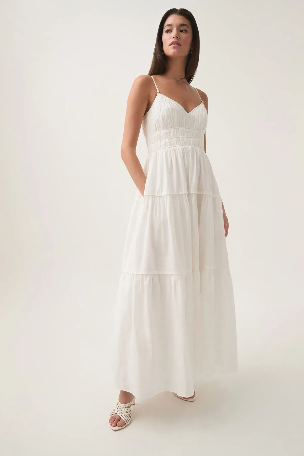 Aje Pendulum Maxi Dress in Ivory Size 6 for rent on The Volte - main image