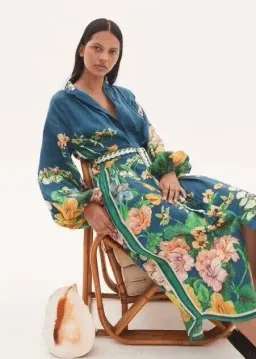 Alemais Lyla Midi Shirt Dress Blue Floral Size 16 for rent on The Volte - image 2