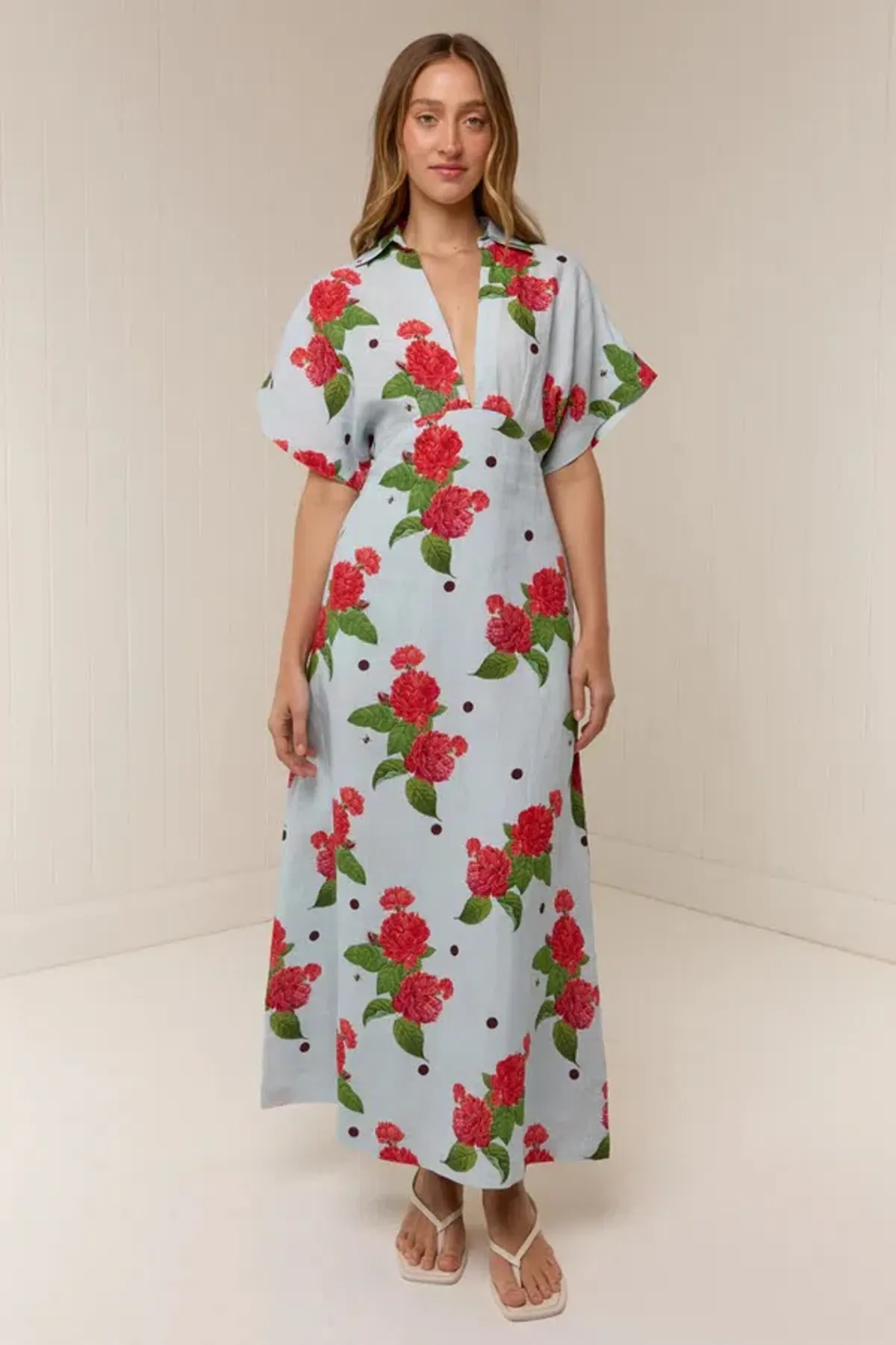 Palm Noosa Jasmine Midi Dress Sky Garden Size 14 - Image 1