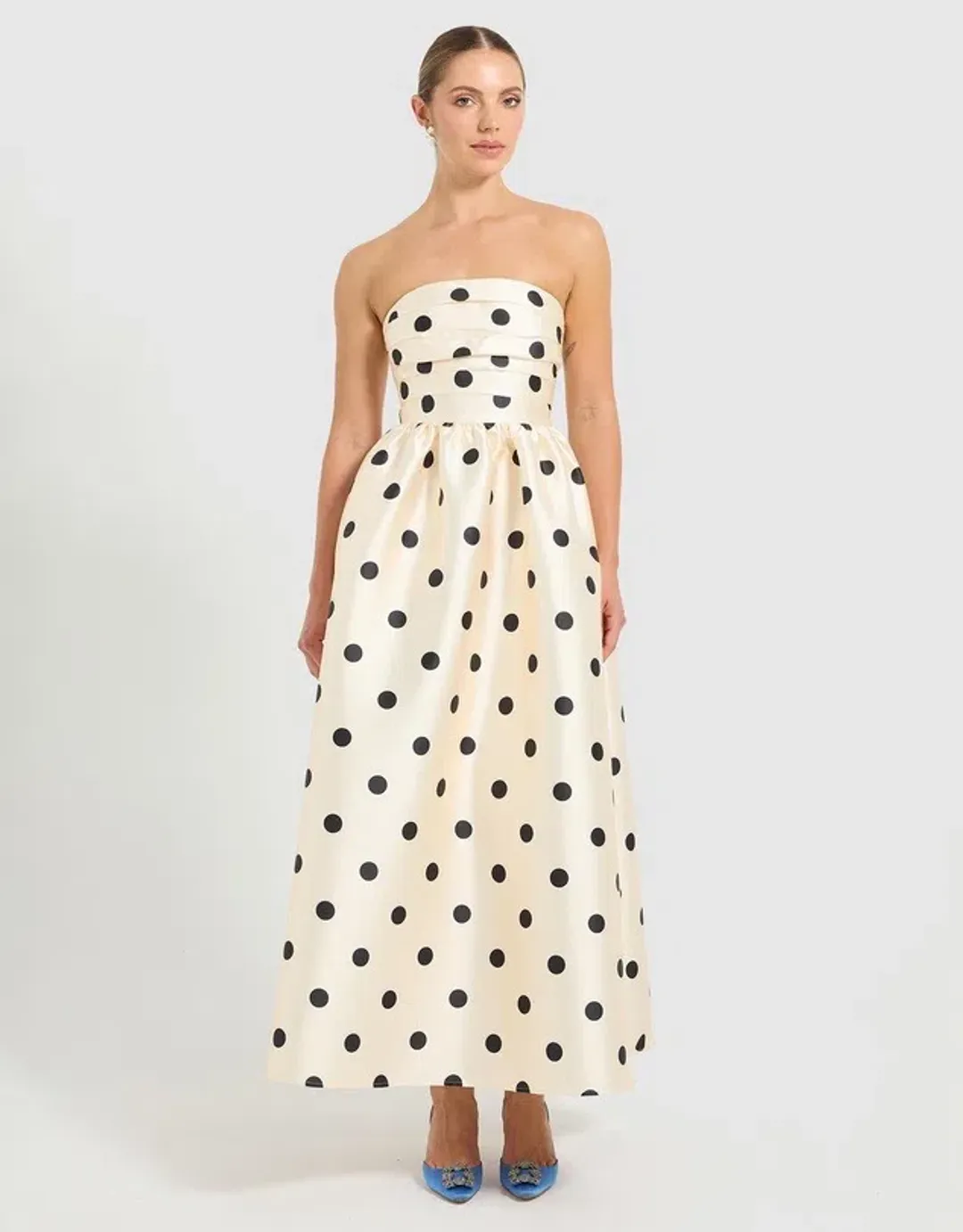 Pasduchas Dottie Strapless Midi Dress; size 8 for rent on The Volte - main image