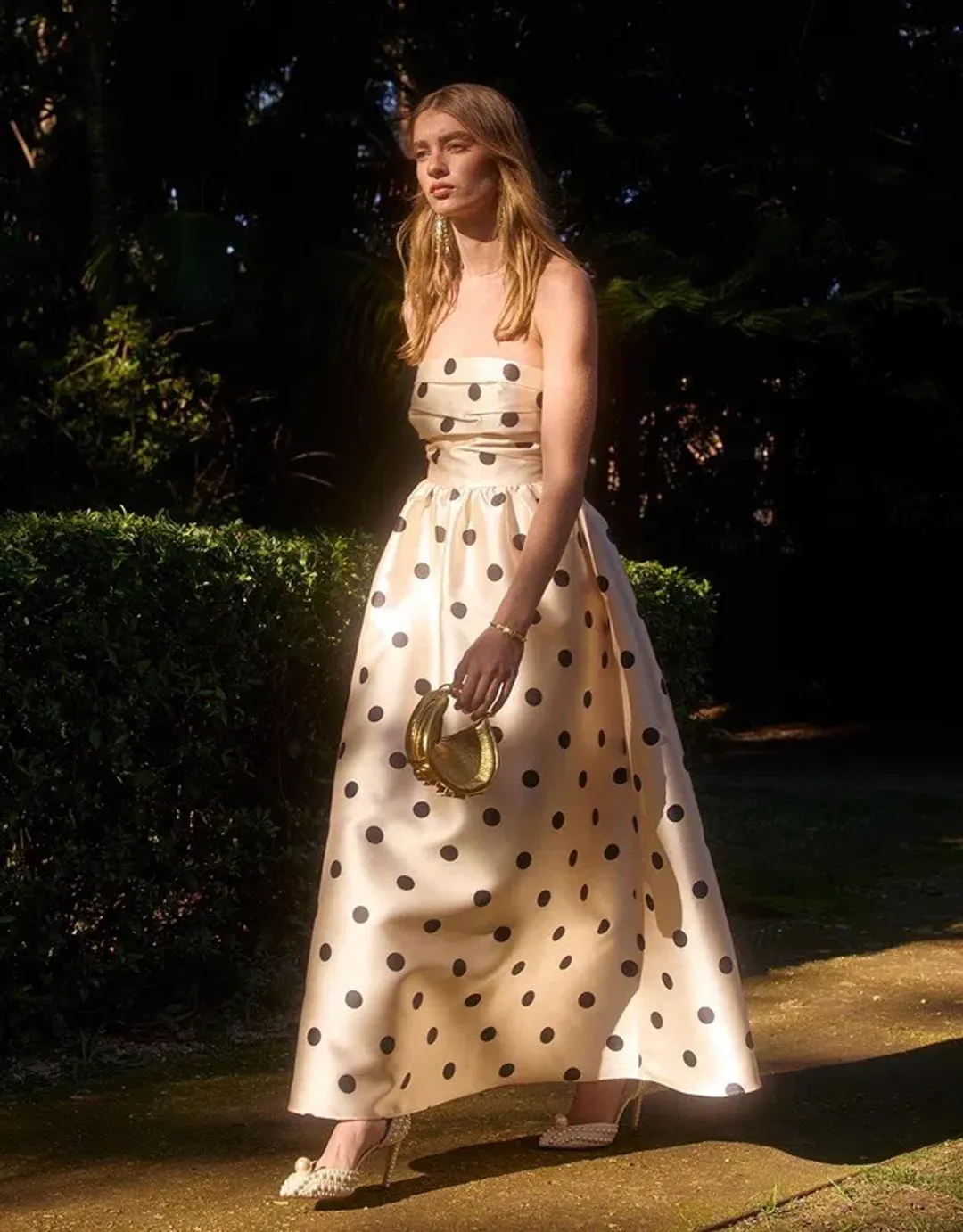 Pasduchas Dottie Strapless Midi Dress; size 8 for rent on The Volte - main image