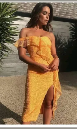 Rebecca Vallance Baha Dress Saffron Yellow In AU 14 US 10 EUR 42 for rent on The Volte - image 2