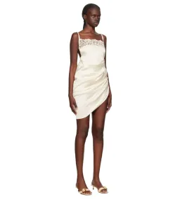 Jacquemus La Saudade Brodée Mini Dress in Off White Size 36/AU 8 for rent on The Volte - image 2