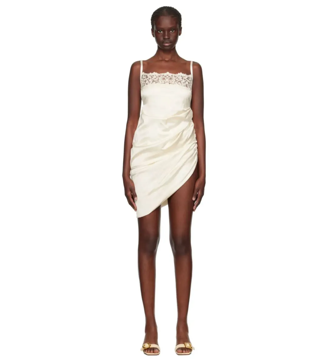 Jacquemus La Saudade Brodée Mini Dress in Off White Size 36/AU 8 for rent on The Volte - main image