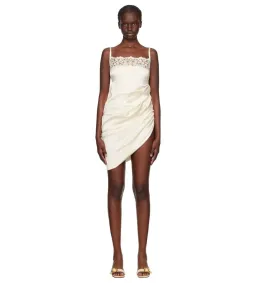 Jacquemus La Saudade Brodée Mini Dress in Off White Size 36/AU 8 for rent on The Volte - image 1