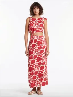 Sir the Label Cinta Knot Dress Valetina Print for rent on The Volte - image 1
