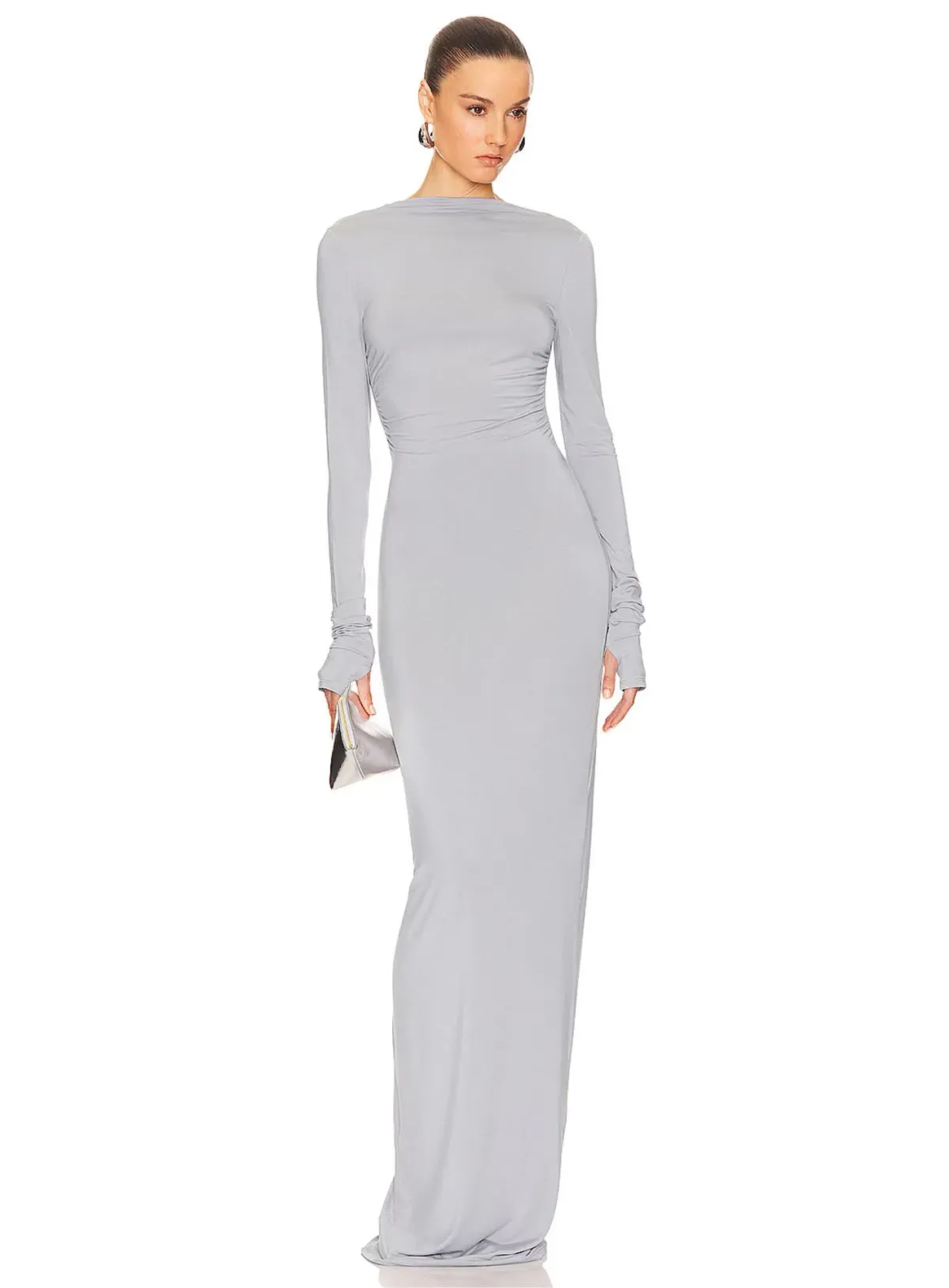 Helsa Jersey Backless Maxi Dress in Dove Grey Size 8 - Image 1