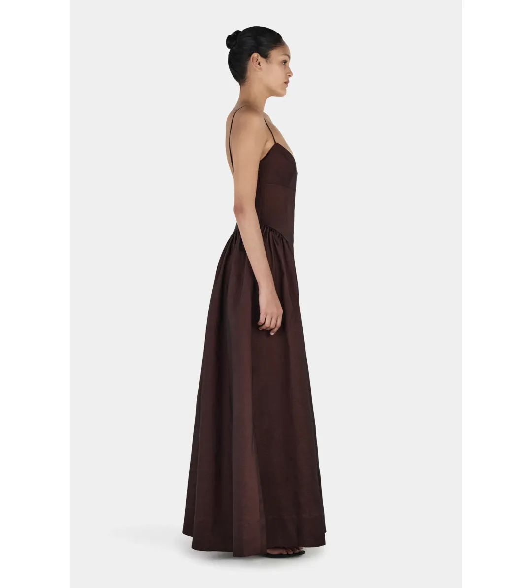 Hansen & Gretel Bellini Taffeta Maxi Gown Chocolate Size AU 8 for rent on The Volte - main image