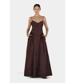 Hansen & Gretel Bellini Taffeta Maxi Gown Chocolate Size AU 8 for rent on The Volte - image 2