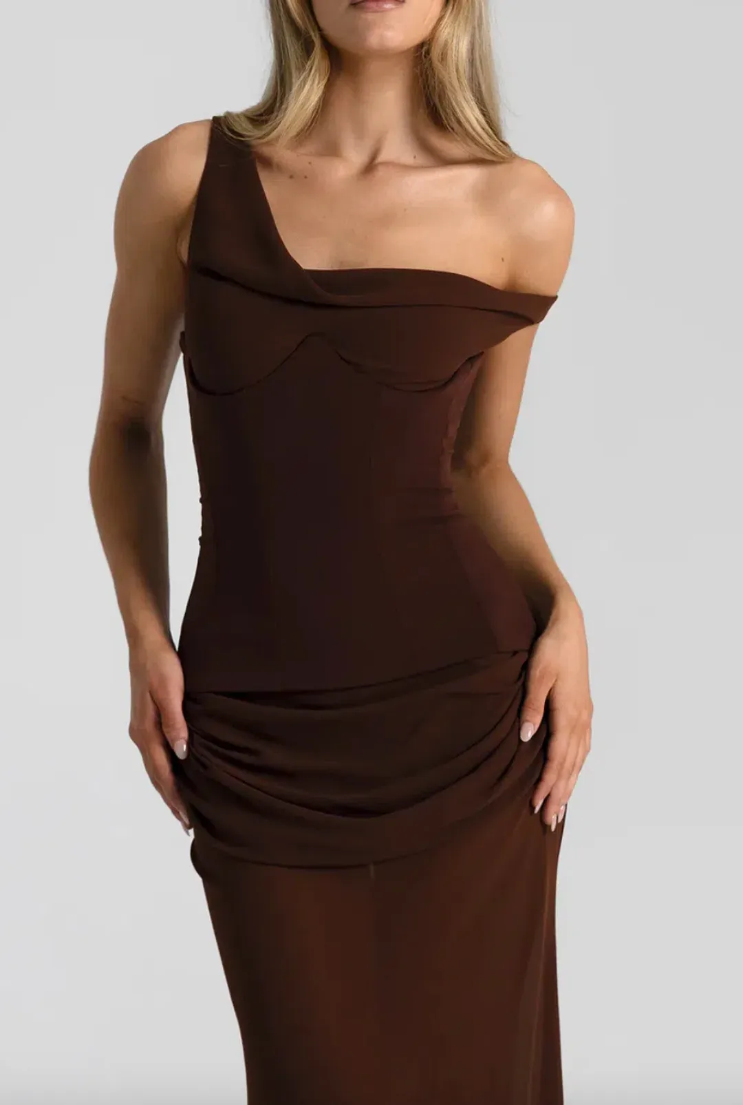 Natalie Rolt Cadence Maxi Gown Brown Size 10 for rent on The Volte - main image
