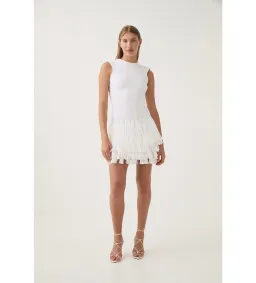 AJE Rushes Fringe Knit Mini Dress in White Size M AU 10 for rent on The Volte - image 1