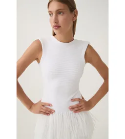 AJE Rushes Fringe Knit Mini Dress in White Size M AU 10 for rent on The Volte - image 5