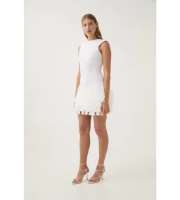 AJE Rushes Fringe Knit Mini Dress in White Size M AU 10 for rent on The Volte - image 2