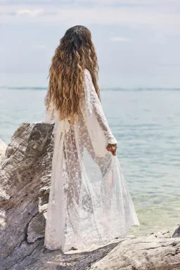 Coven & Co Boho Island Breeze Robe White Lace One Size for rent on The Volte - image 2