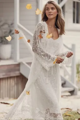 Coven & Co Boho Island Breeze Robe White Lace One Size for rent on The Volte - image 6