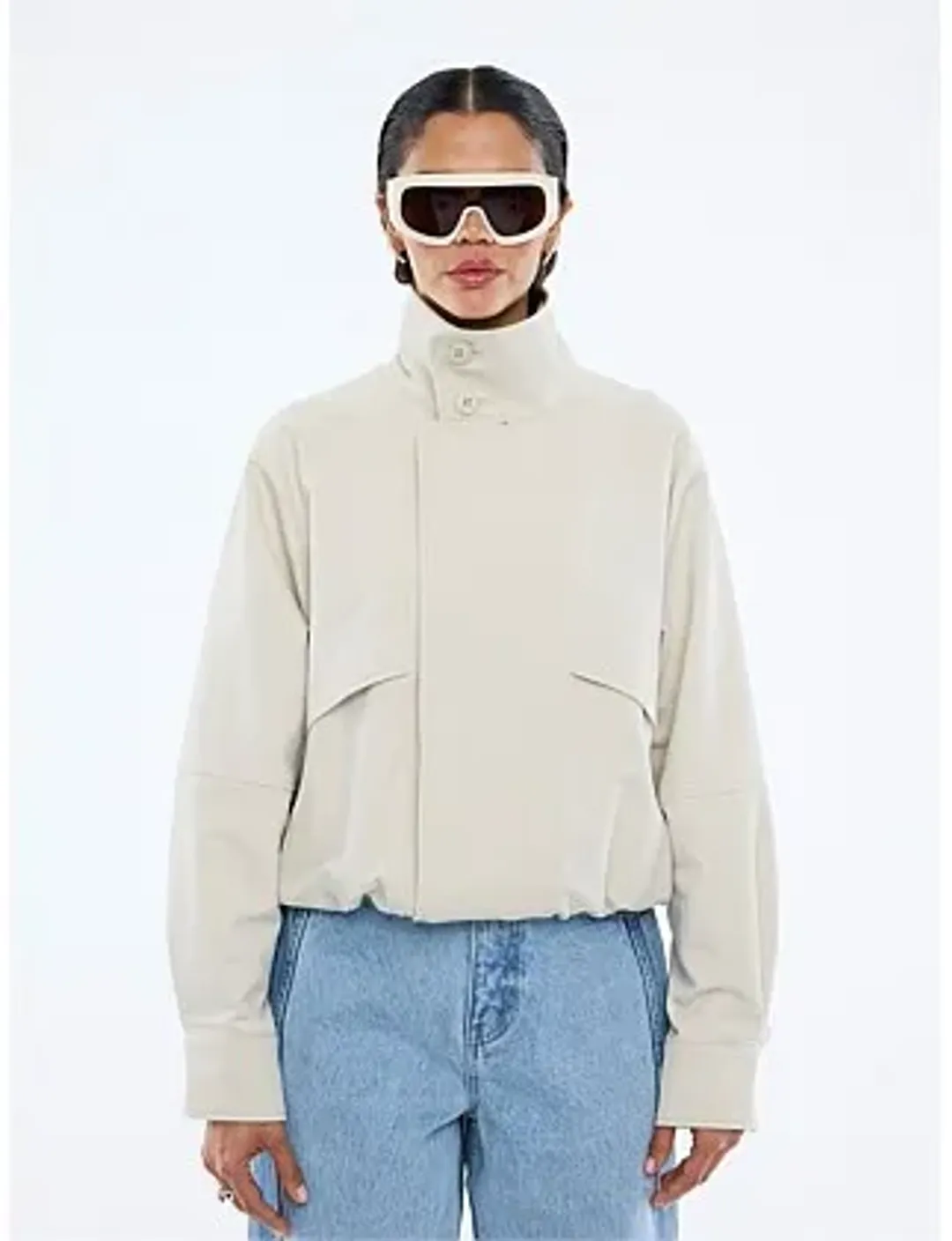 Ena Pelly Zad Bomber Jacket Cream Size 10 for rent on The Volte - main image